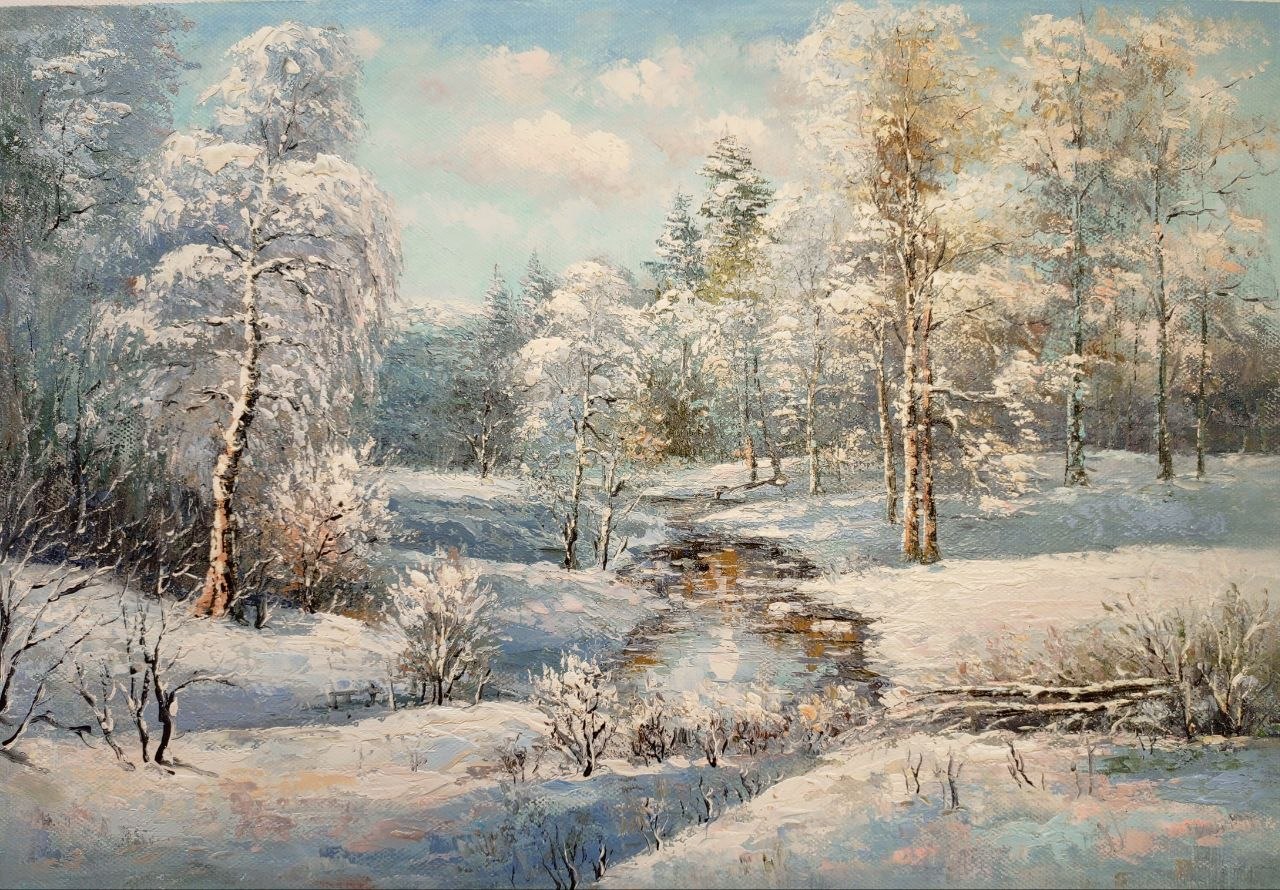Картина маслом Зимний лес 60х90